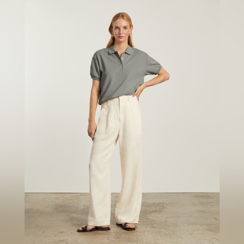 Everlane short sleeve Polo shirt size Medium sage green Quick $5 Ship VGUC
